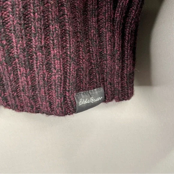 Eddie Bauer Purple Wool Blend Knit Crowl Pullover Cardigan Sweater Size L (NWT). - Picture 5 of 7